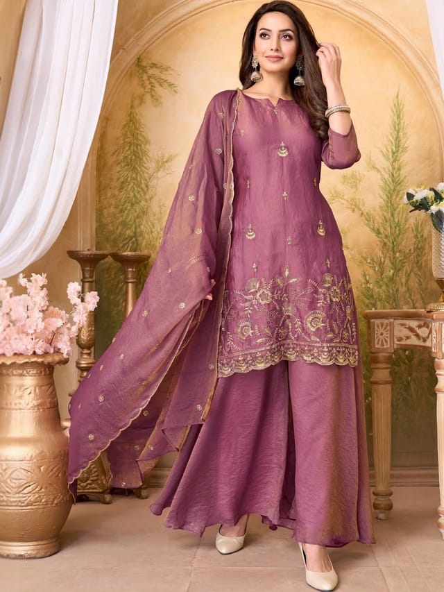 Women Ethnic Motifs Embroidered Regular Thread Work Kurta with Palazzos & Dupatta
