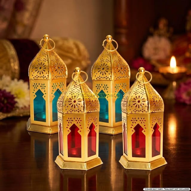 Decorative Diwali Hanging Lantern Tealight Candle Holder Lights for Home Balcony Decoration