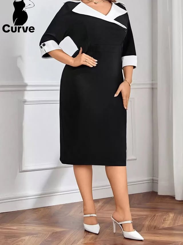 Women's Plus Size Slit Pencil Dress