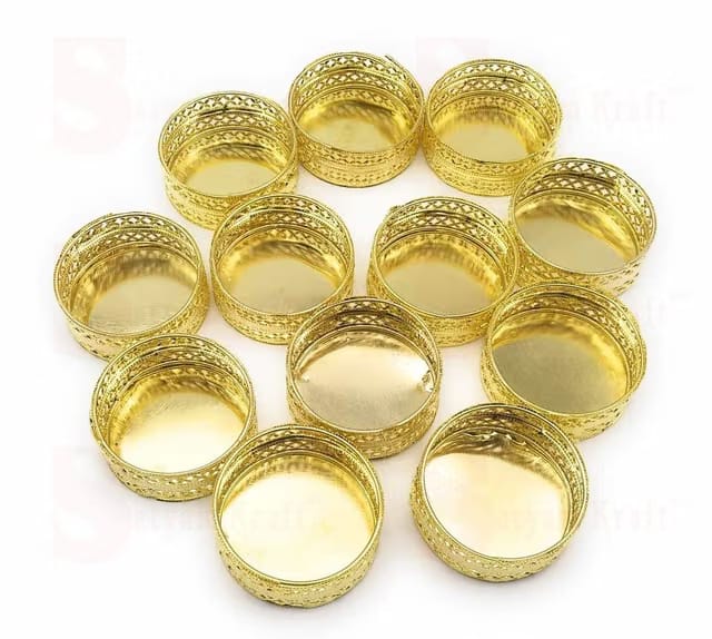 MyTees Metal Tealight Candle Holder Stands Round for Pooja thali Decoration Candle Stand Diya Stand for All Festive