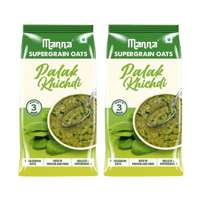 Manna Masala Oats 900g, Palak Khichdi, Rich in Protein and Fibre, No palm oil, Artifical Colors or preservatives.