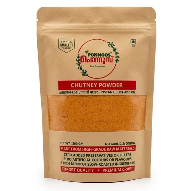 PONNOOS Chutney Powder for Dosa, Idli & Rice, No Garlic & Onion