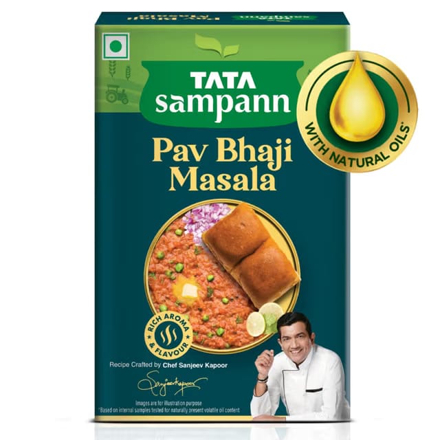 Tata Sampann Pav Bhaji Masala with Natural Oils, 100g, Crafted by Chef Sanjeev Kapoor, With Chef’s Exclusive Tip