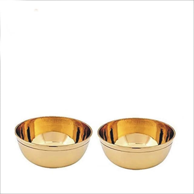 Brass Puja Katori Traditional Gold Finish Decorative Bowl for Religious Rituals Home Temple Pooja Offering Container