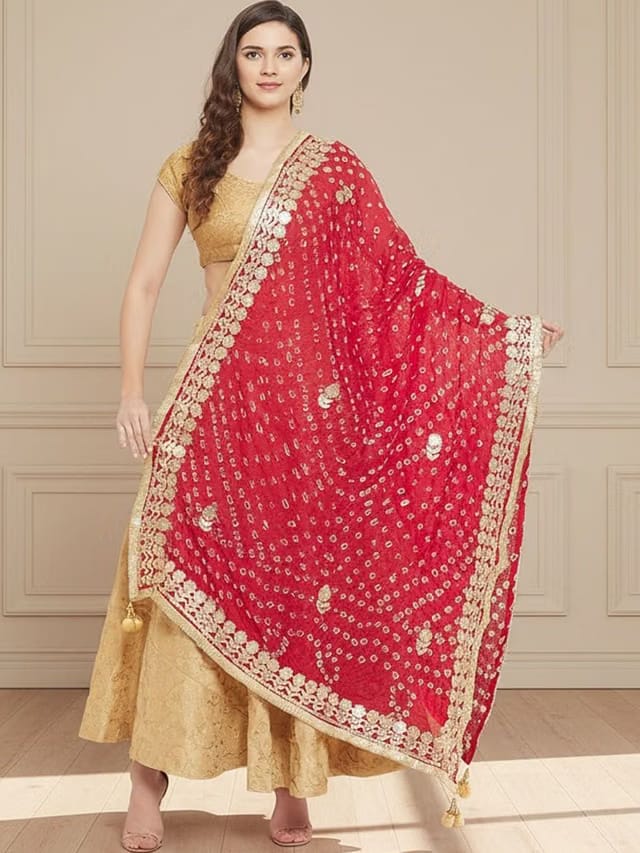 KALINI Women Bandhani Tie & Dye Dupatta