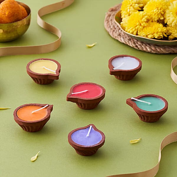 Vibrant Wax Candle Diya - Burn Time Up To 2 Hrs