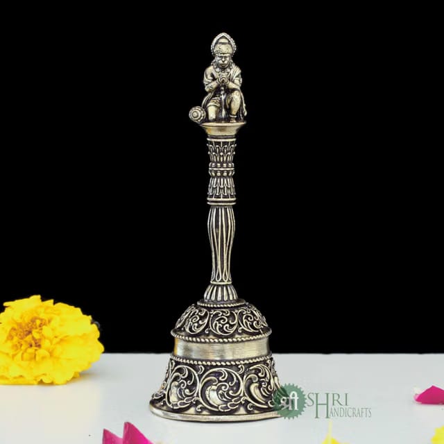 INDICAST 4 Inches Brass Hanuman Pooja Hand Bell