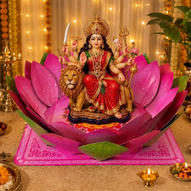 SpecialYou Diwali Decoration for Home & Navratri Decoration Items with Foldable Paper Lotus Makhar (30x7.5 inch)