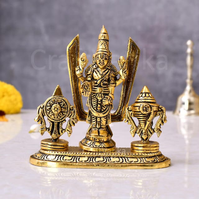Tirupati Balaji Idol Shri Venkateshwara Swamy Statue Symbol Shankh Chakra Tilak for Home Decoration Positive Envionment