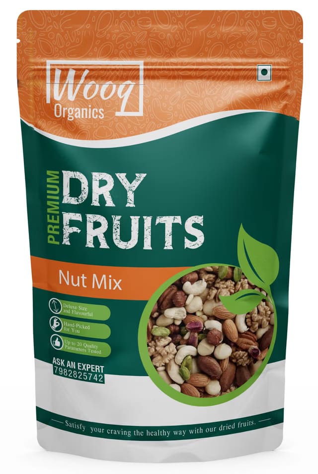 Wooq Organics Super Healthy Nuts Mix 400g- Natural, Fresh Dried Fruits and Nuts Mix