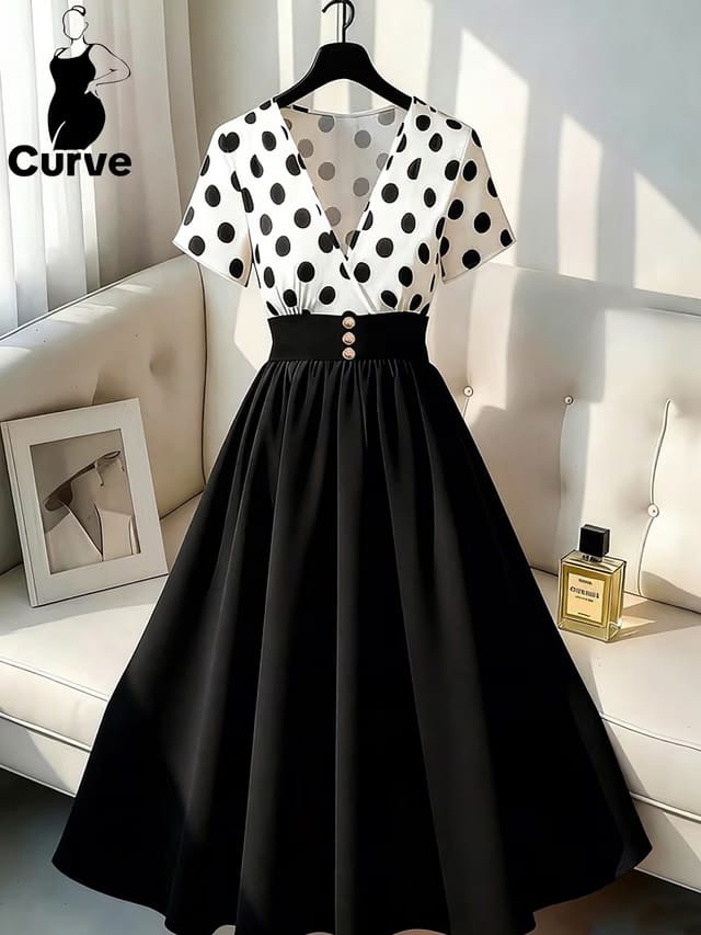 Women's Plus Size Gathered A-Line Dress