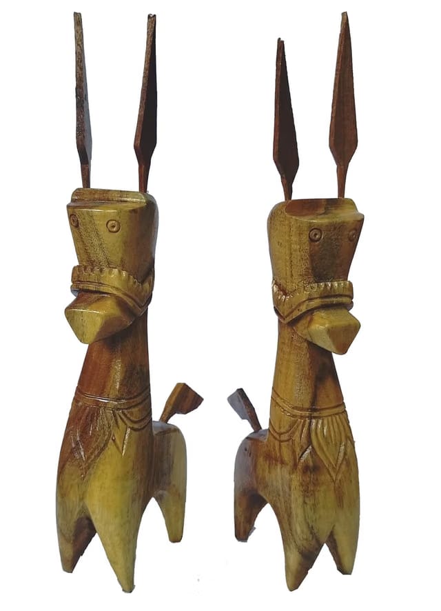 Wooden Bankura Horse Pair - 6 inch Set of 2