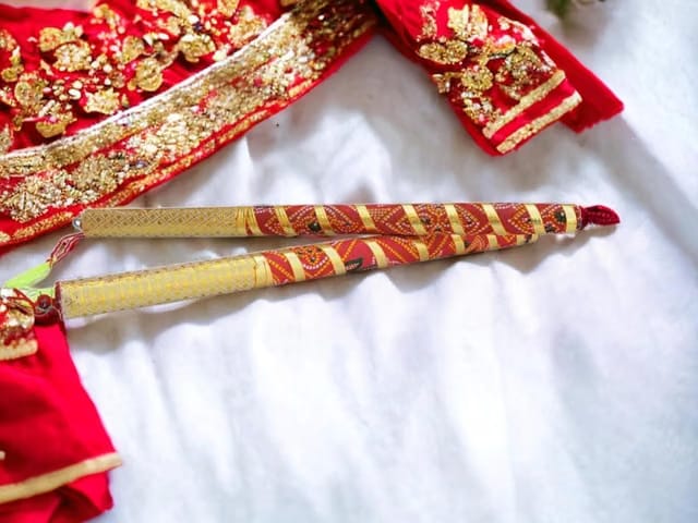 Saudeep India Brocade Lace Dandiya Sticks