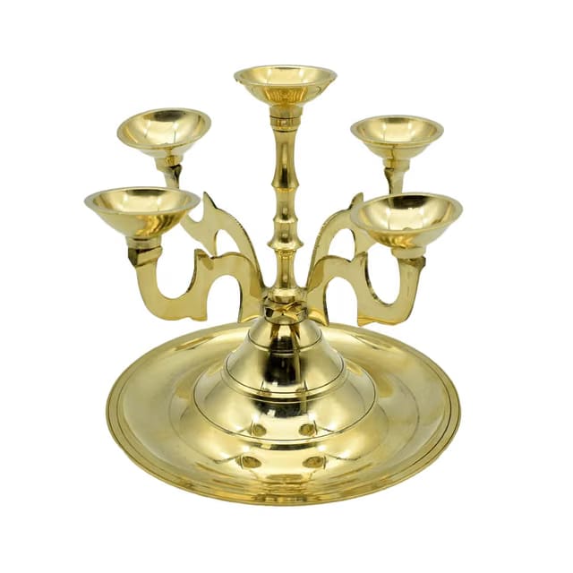 Puja N Pujari Brass Pancha Aarti Diya Deepam for Pooja Room and Temple