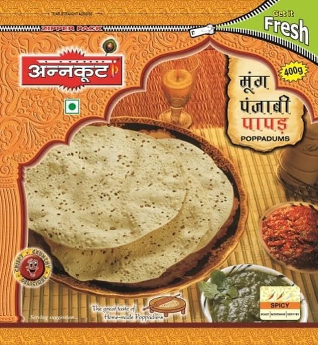 Annkoot Moong Punjabi Papad 400 gm Strong-Spicy