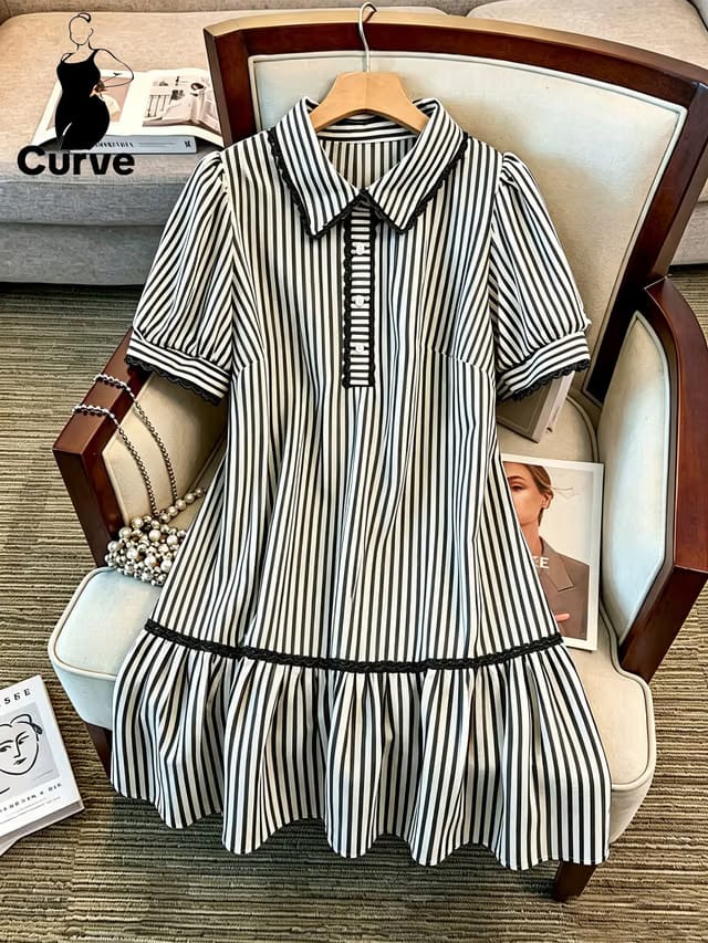 Women's Plus Size Ruffle Shirt Dress