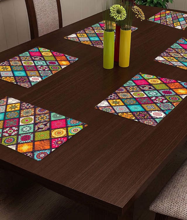 REVEXO Plastic Table Rectangular Placemat Mat (44X29 cm) - Set of 6