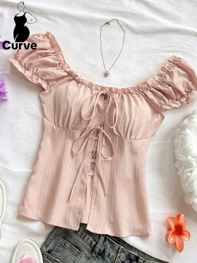 Women's Plus Size Tie Up Top