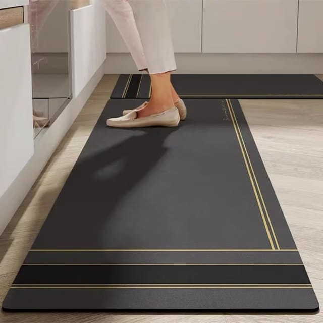 Wazdorf Anti Fatigue Kitchen Floor Rug Set (Rubber, Black)