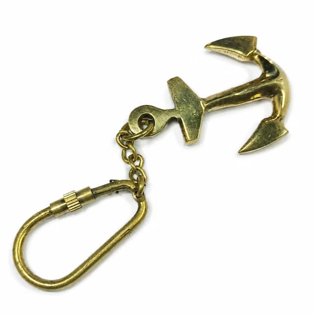 Solid Brass Anchor Keychain with Screw Lock Carabiner