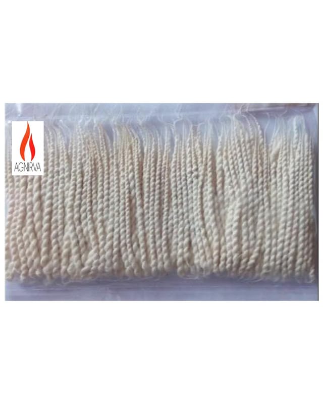 White Twisted Long Cotton Double Thread Wicks Lambi Diya Batti Rui Batti for Pooja (1200 Wicks