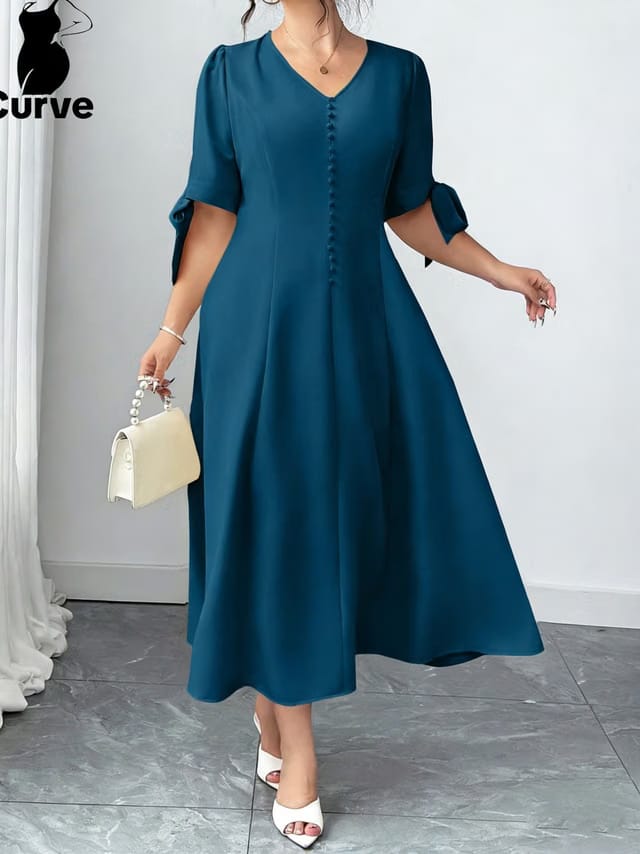 Women's Plus Size Bow A-Line Dress