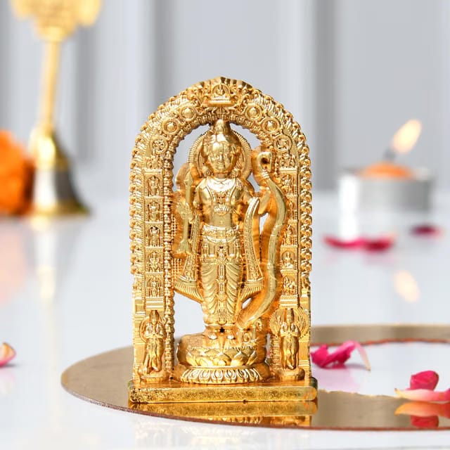 Metal Ram Lalla Idol Ayodhya Golden Metal Shree Ram Lalla Murti Ayodhya Ram Idol for Home Decor, Pooja
