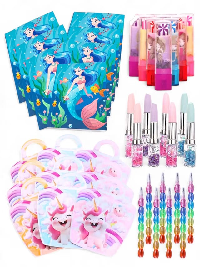 25 Pcs Best Kanjak Return Gifts For Kanya Pujan Navratri ( Set Of 5 Item ) Unicorn & Mermaid Theme School Party Combo