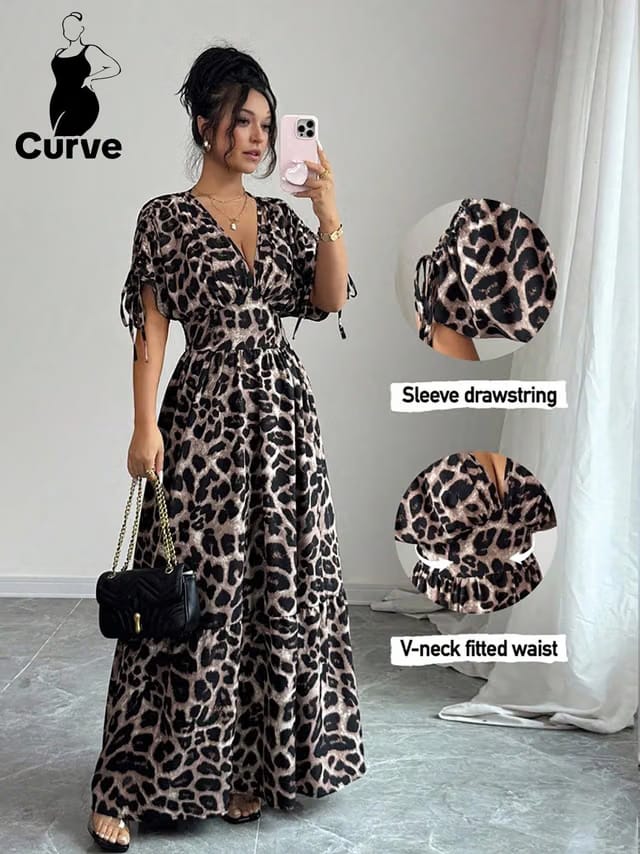 Women's Plus Size Drawstring A-Line Dress