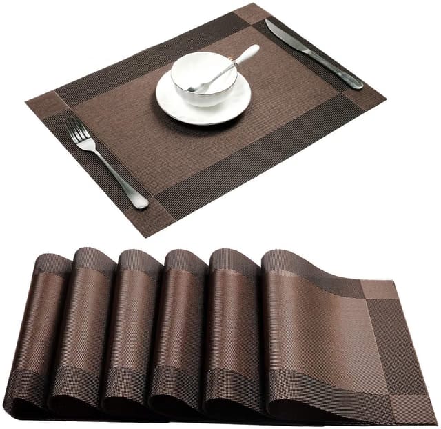 Anugrah Dining Mats Table Mats PVC Placemats Heat-Resistant Placemat for Dining Tea Table Woven Vinyl Stain Resistant