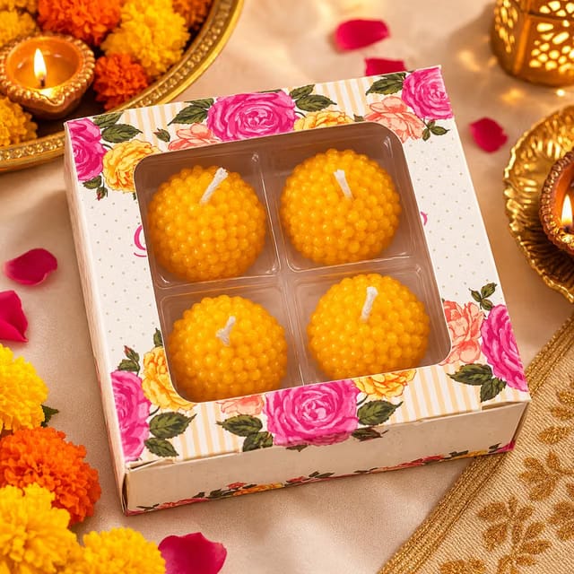 Handmade Motichoor Laddu Scented Candles (Set of 4)