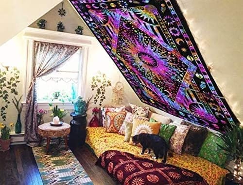 Textile Work Creations Creations Cotton Fabric Single Exclusive Indian Twin Hippie Mandala Tapestry Wall Hanging Throw