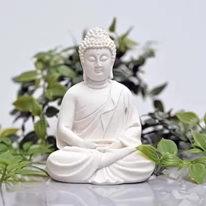 Pack 1 Meditation Buddha White Premium Rare Handcrafted Polymarble Meditation/Dhyan White Buddha Statue Lord