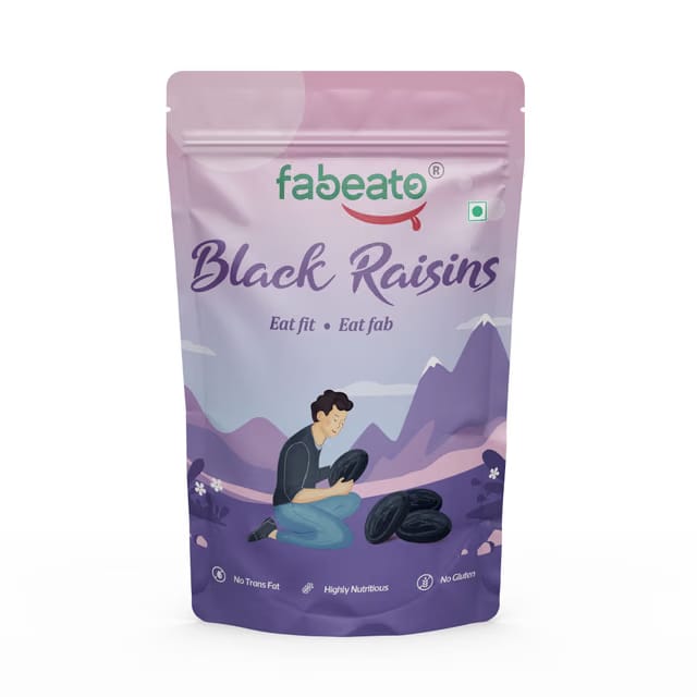 Fabeato Premium Afghani Black Raisins (Seedless) 200 Grams|Kali Kishmish|High Antioxidants-Fresh