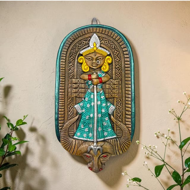 Maa Durga Terracotta Wall Hanging Idol Murti