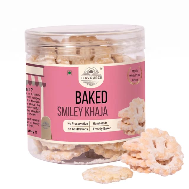 Flavourzs Foods Jodhpur 's Flavours Baked Smiley Khaja (Pack of 1,150g Each)- Made With Pure Ghee and Traditional Khasta