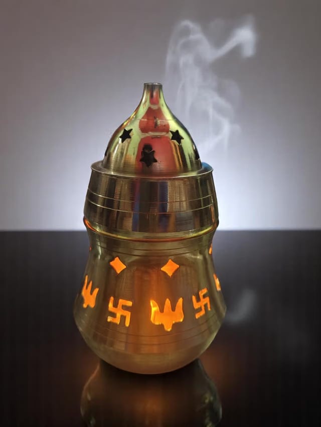 Pure Brass Kapoor Dani Camphor Diya Oil Lamp Aroma Burner for Puja, Home Fragrance