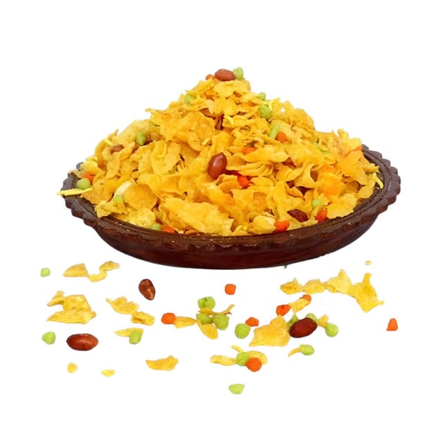 HALLI MANE Corn Flakes Mixture – Oil-Free Roasted Namkeen Snack (Corn Flakes, Peanuts, Cashew