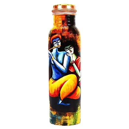 Printed Copper Water Bottle, 1 Litre 1000 ml Bottle