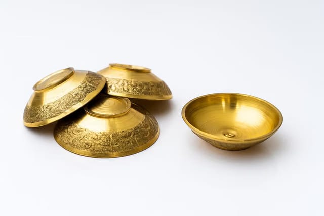 NAVRANGINI Decorative Pure Brass Katori for Pooja, Festivals, Prasad & Desert