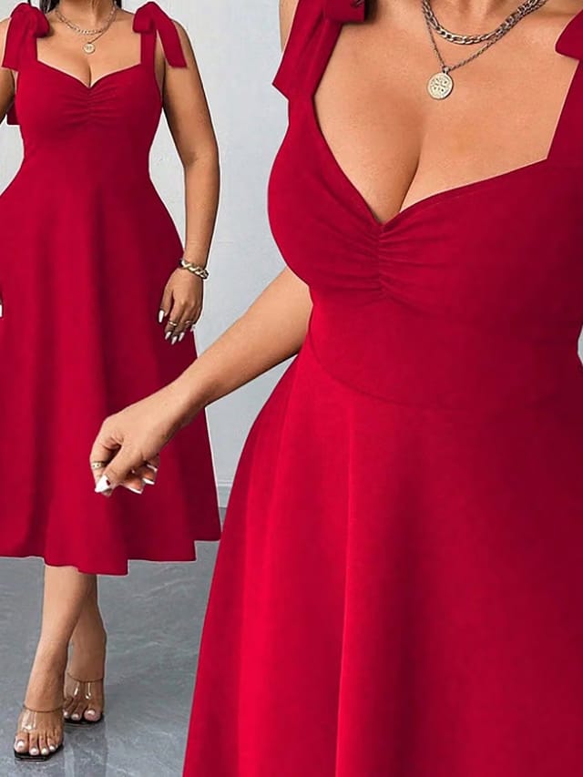 Women's Plus Size Tie Up A-Line Dress