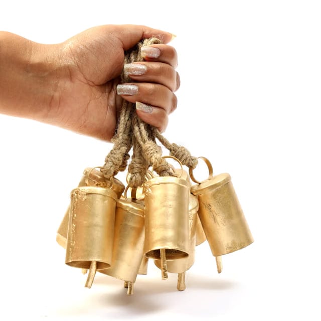 Pack of 10 Rustic Mini Bell – Vintage Brass Hanging Bells for Decor & Craft (Wholesale), Wall Art, Diwali Decor