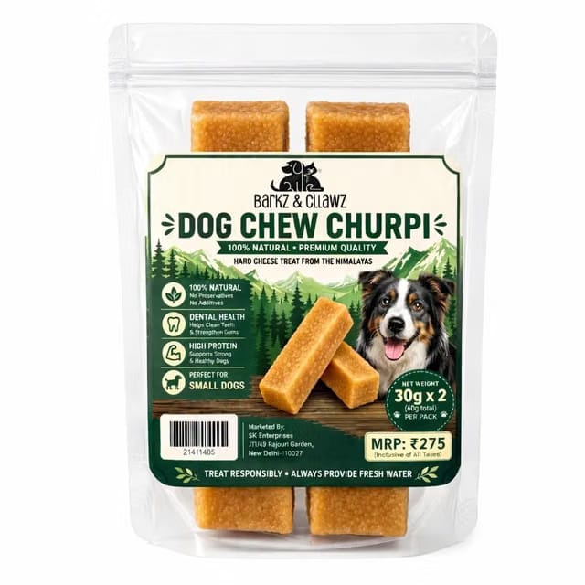 BARKZ & CLLAWZ Yak Cheese Dog Chew – 100% Natural Himalayan Churpi for Small and Medium Dogs & Teething Puppies – Long