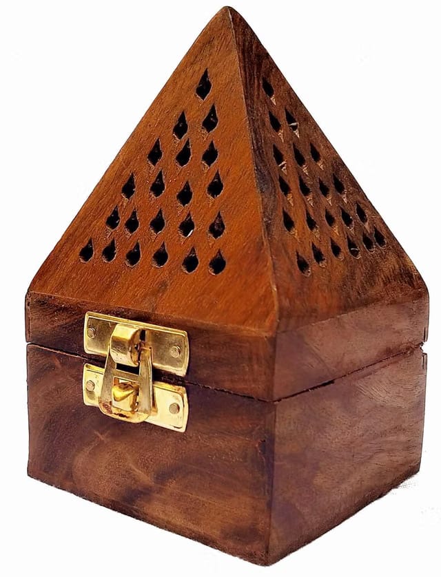 CRAFTSLY SHOPPEE Handmade Rosewood Wooden Incense Sticks Pyramid Box Fragrance Stand Holder Agarbatti Dhoop
