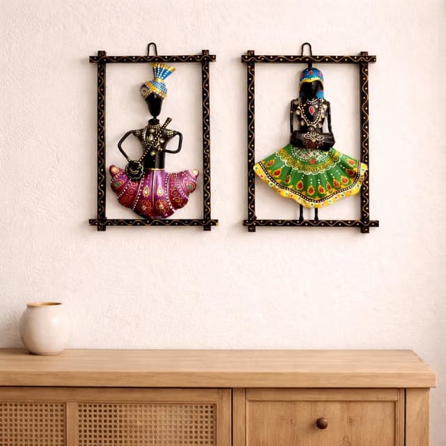 Metal Wall Decor, Home Wall Decoration Items for Living Room, Musician Rajasthani Wall Hanging Decorations