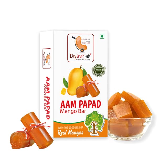 Dry Fruit Hub Aam Papad 400gm,Healthy Fruit Snacks Aamras Papad Slice, Aam Papad Khatta Mitha, Real Pulp Mango Papad