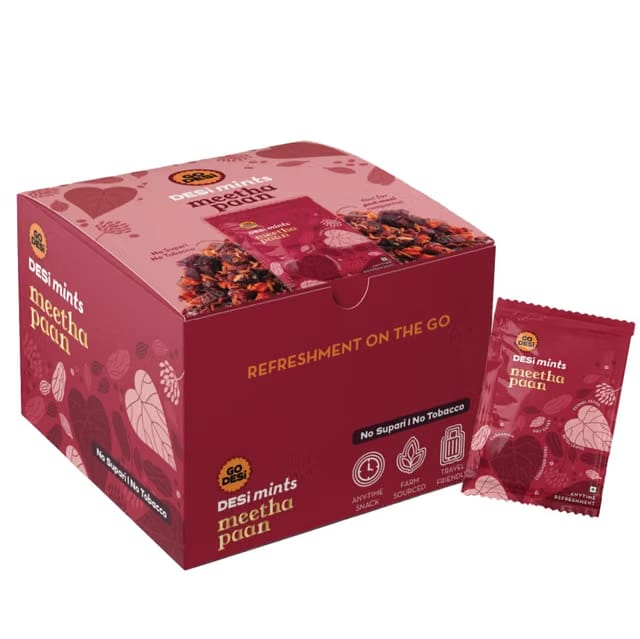 Meetha Paan Mouth fresheners, Desi Mints, Refreshing Mouthfreshener, Mukhwas, Box of 40 Sachets