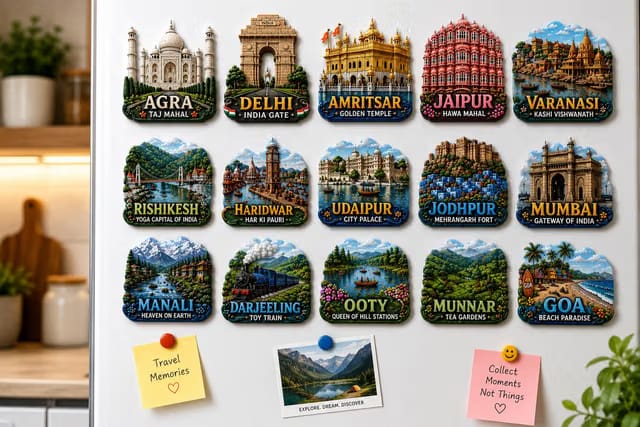 GLADTOGIFT India Tourist Fridge Magnets Set of 20