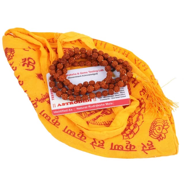 ASTRODIDI 5 Mukhi Rudraksha Mala With Gomukhi Bag for Mantra Jaap and Wearing