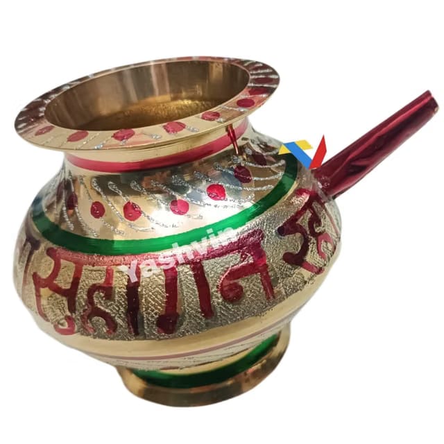 Balaji E Retail Decorative Brass Karwa Chauth Lota, Karwa Lota, Karva Lota, Decorated Karwa Kalash, Pooja Kalash